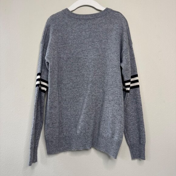 AUTUMN CASHMERE KIDS Rock N Roll Sweater Unisex 8 Leather Gray Merino Wool NWOT - Picture 2 of 8